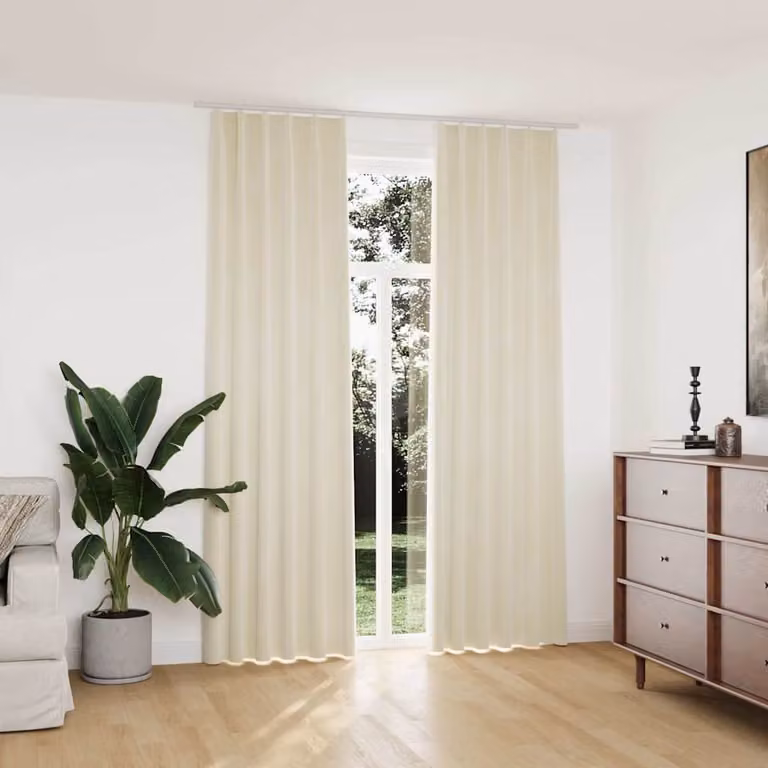 Set di 2 tende oscuranti vidaXL in velluto beige con ganci, L 140 cm x H 245 cm