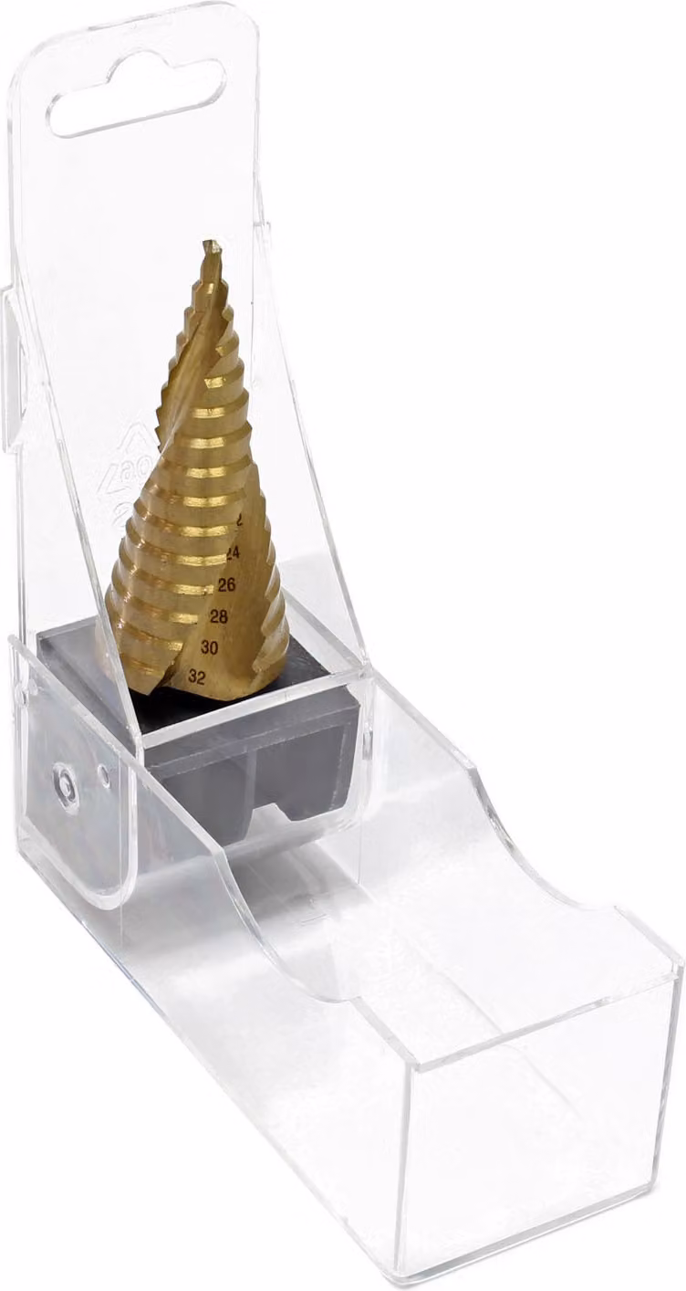 Trapano a gradino Wiltec HSS rivestito in titanio, 4-32 mm, gambo Ø 10 mm, trapano conico con rivestimento in titanio, trapano a per acciaio inox, trapano a cono svasatore