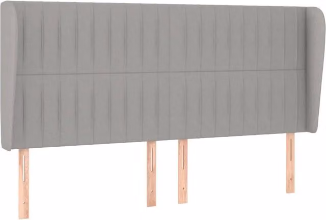 Testata ad orecchio in tessuto grigio chiaro con struttura in legno di larice L: 163 cm, P: 23 cm, H: 118/128 cm