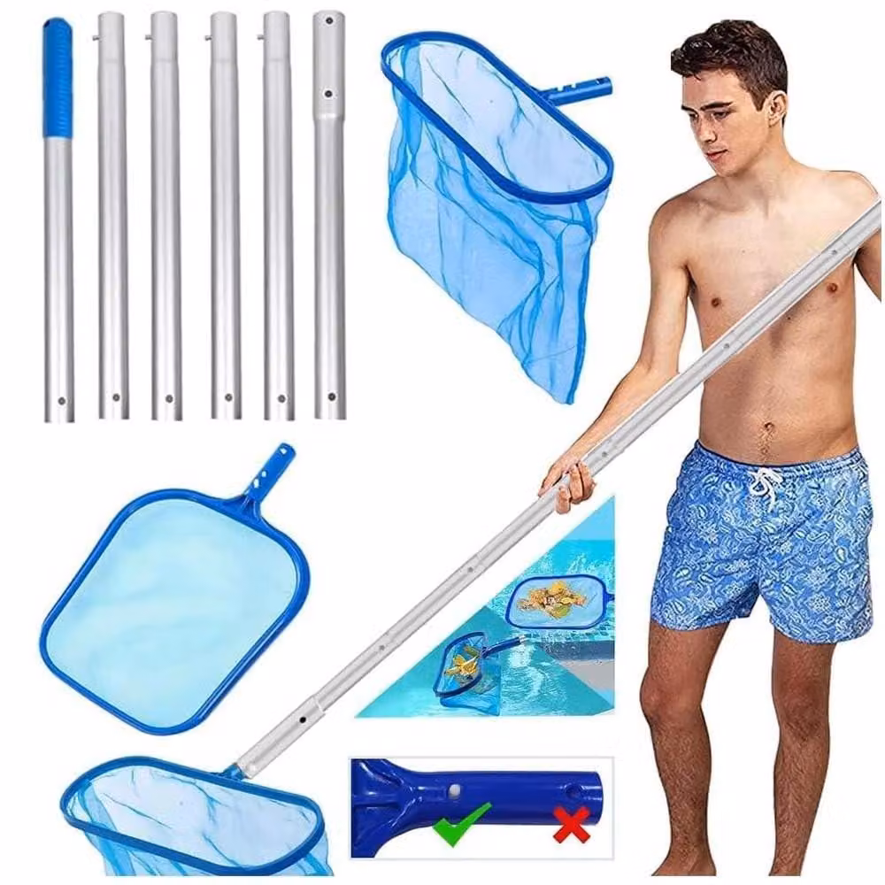 Kit professionale per la pulizia di piscine, con manico in alluminio regolabile