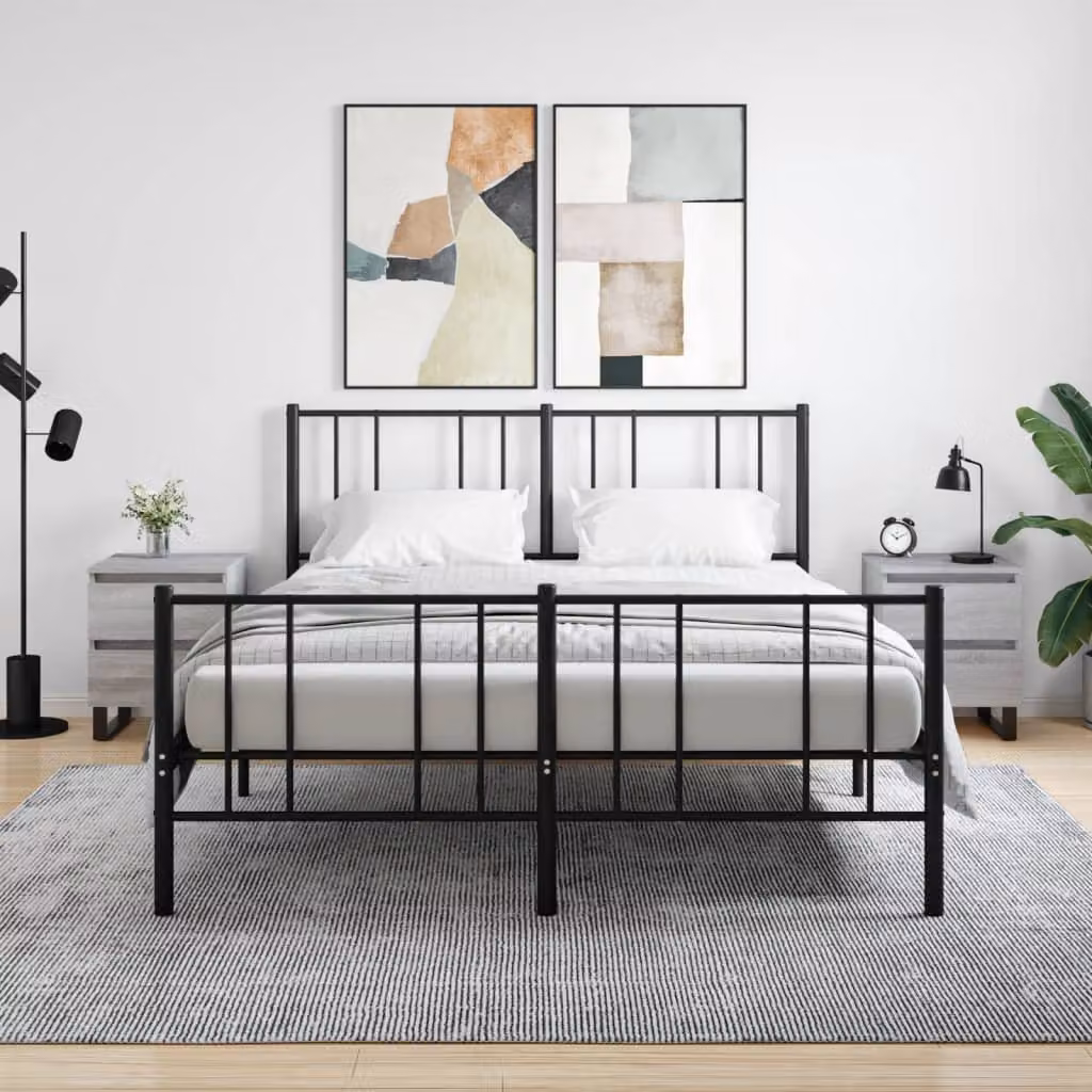 Set di 2 comodini sospesi vidaXL in legno e metallo, colore grigio, L 40 cm x P 35 cm x H 50 cm