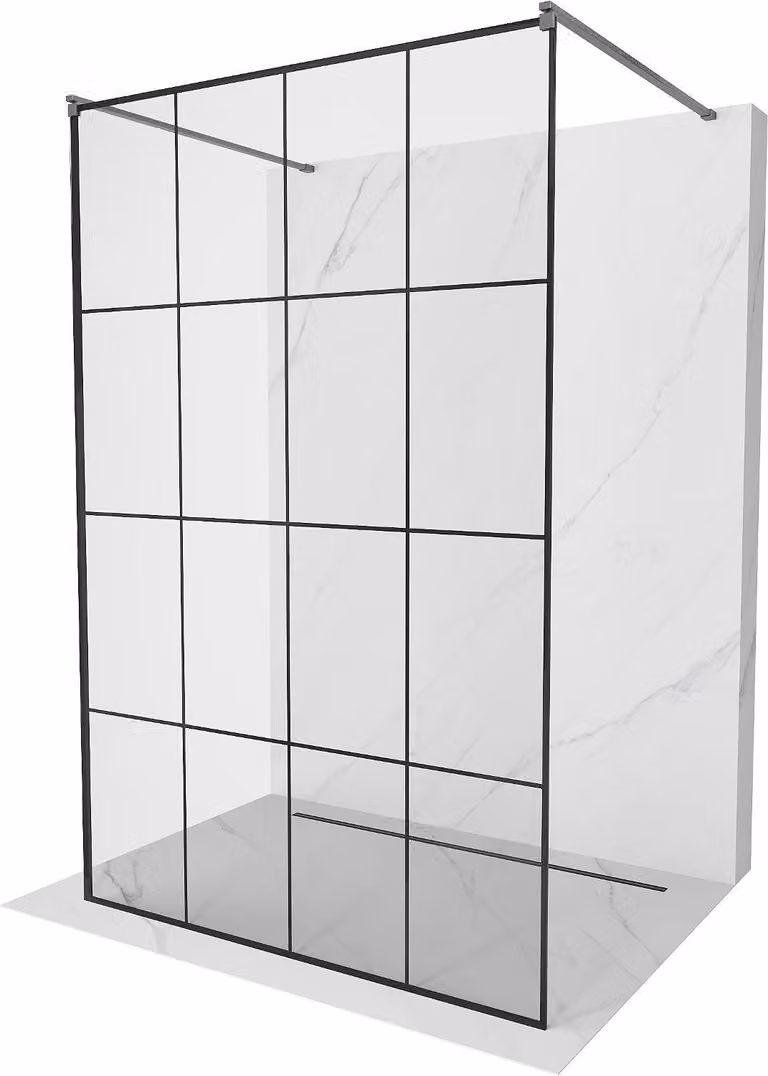 Mexen Kioto parete doccia autoportante 140 x 200 cm, griglia nera 8 mm, grigio fucile spazzolato - 800-140-002-66-77