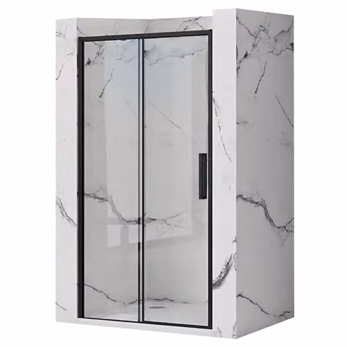 Rea - Porta Doccia Scorrevole Rapid Slide 120 Nera Vetro Temperato Trasparente Di Sicurezza 6 mm (Nero) 2,5x121x195cm