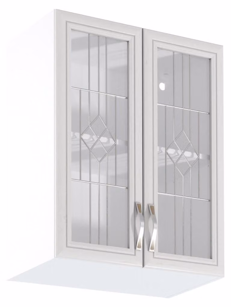 Pensile superiore in vetro SILVARA - larghezza 60 cm, pino andersen / bianco