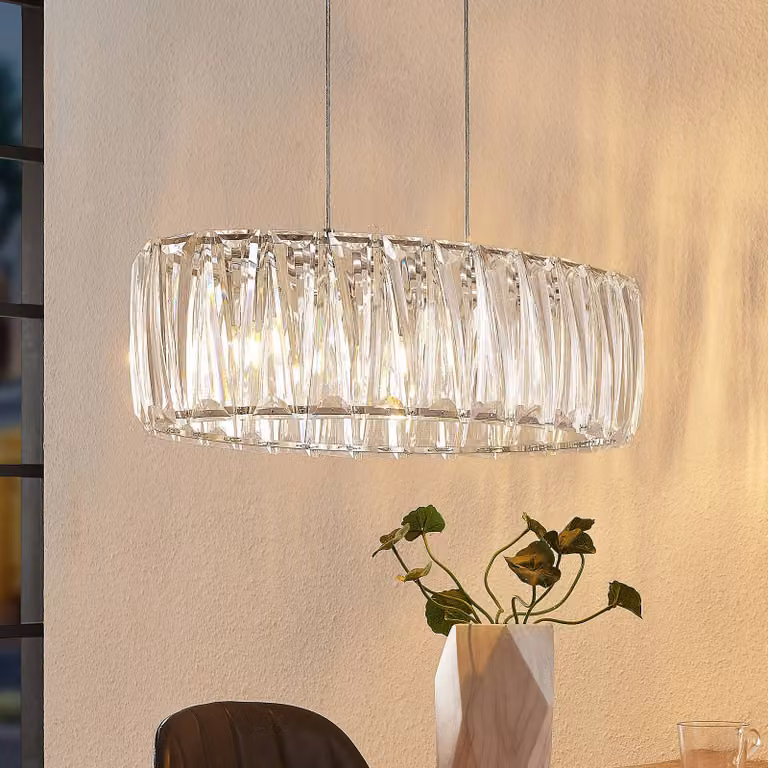 Lampada a sospensione Sofia Lindby, dimmerabile, Chiaro / Trasparente, Soggiorno / Sala da pranzo, Plastica, Moderno, Lampada a sospensione