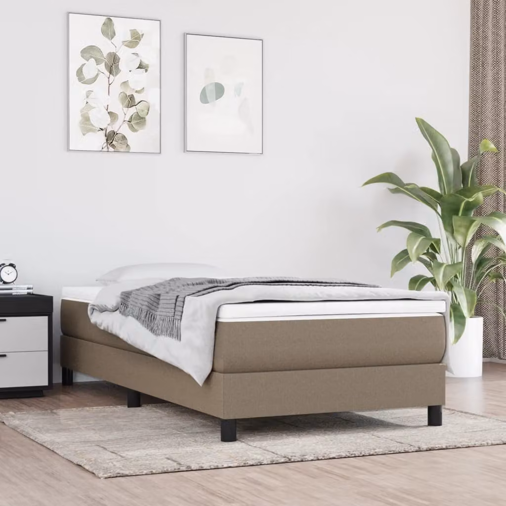 The Living Store Box spring bed Taupe 90x200 cm Tessuto