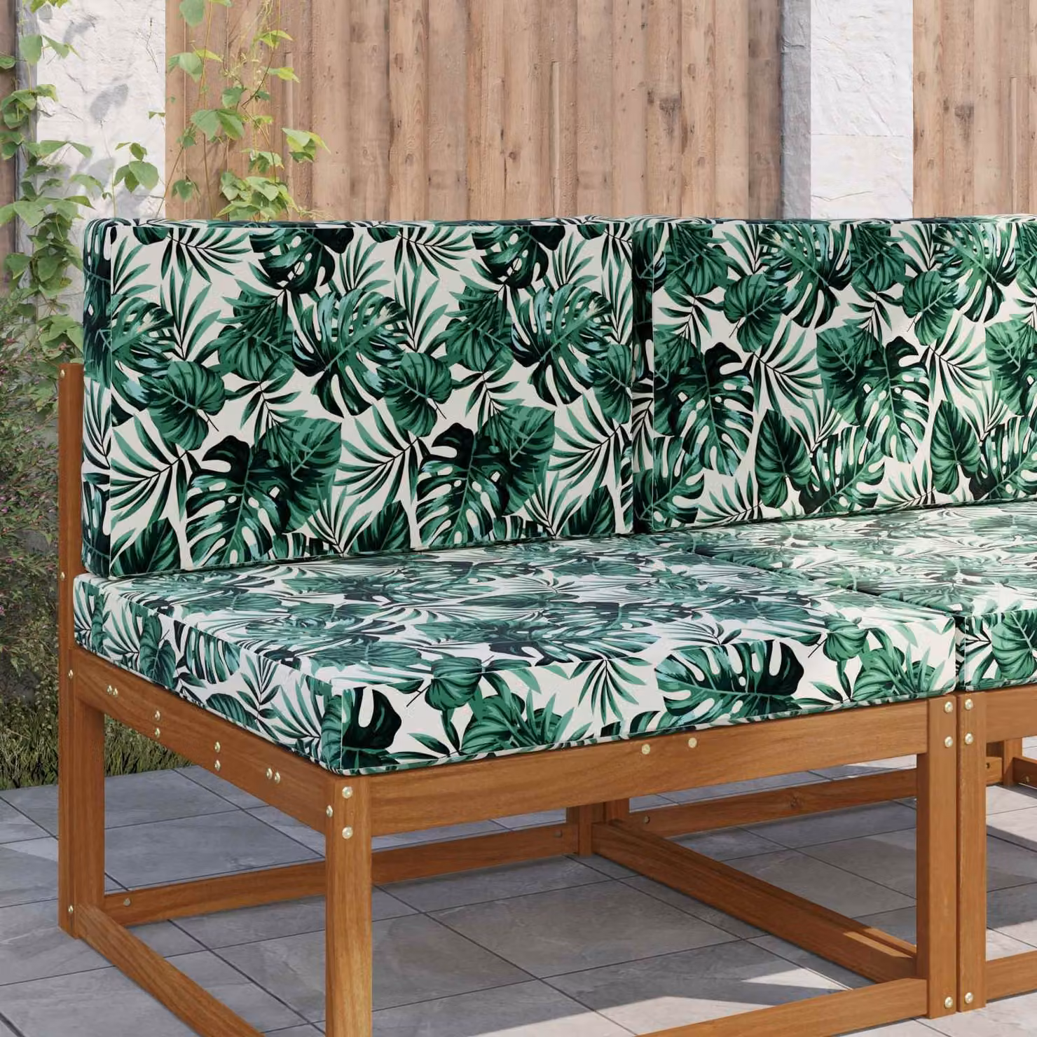 vidaXL Cuscino per divano da esterno verde con motivo floreale in poliestere e imbottitura in scaglie di schiuma, L 80 x P 80 x H 80 cm