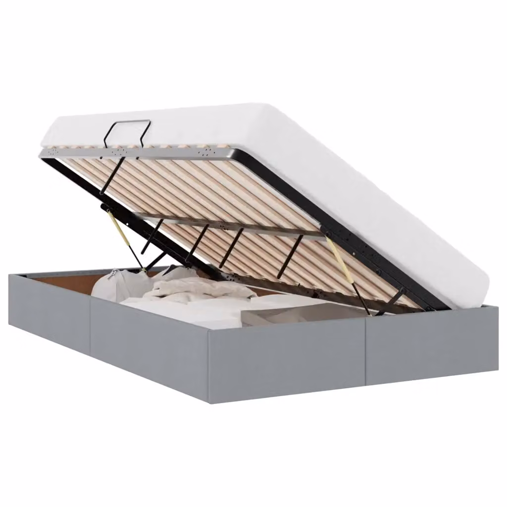 Letto ottomano moderno vidaXL in tessuto grigio con base a sollevamento L/P/H: 120 x 200 x 28 cm – 2
