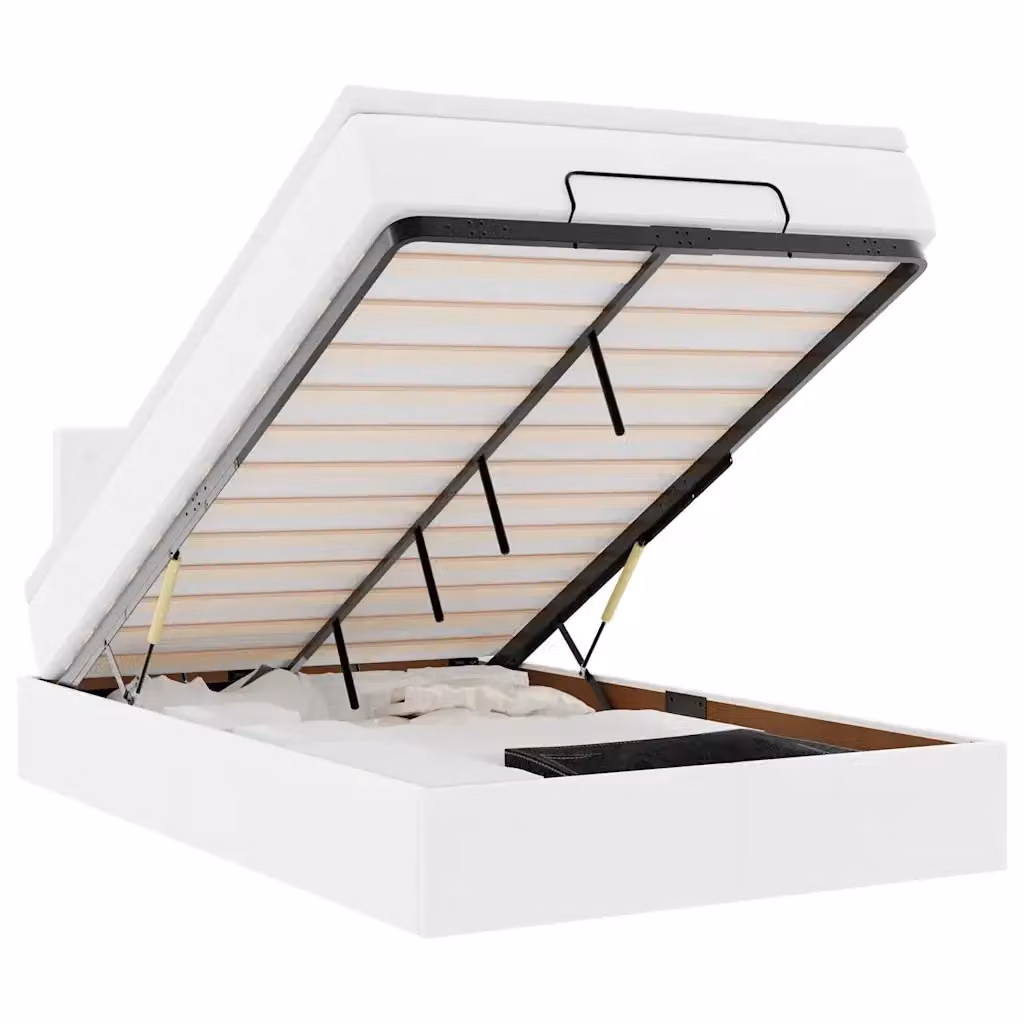 vidaXL Struttura Letto con Contenitore a Sollevamento e Materasso Bianco in Similpelle L: 120 cm, P: 200 cm, H: 88 cm – 2