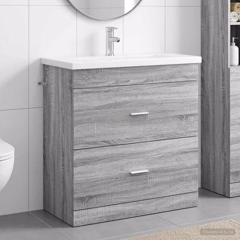 Set di mobili per il bagno moderno vidaXL in legno e MDF grigio L: 81 cm, P: 40 cm, H: 84,5 cm