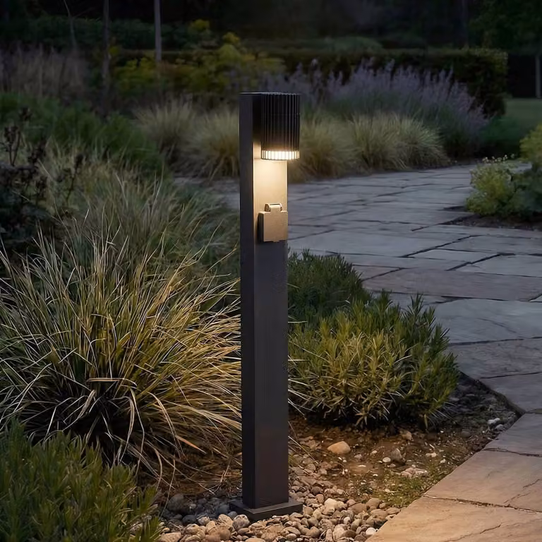 Lampioncino da giardino Enerio Lindby, dimmerabile, Nero, Alluminio, Moderno, Lampada da esterni