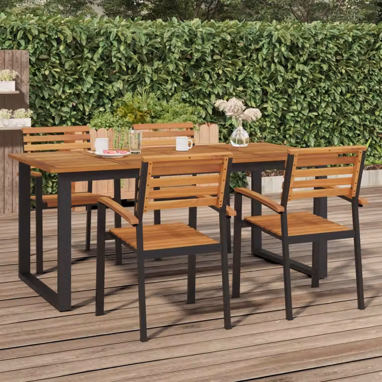 vidaXL Tavolo da Giardino in Legno di Acacia Marrone con Base a Slitta L: 180 cm, P: 90 cm, H: 75 cm