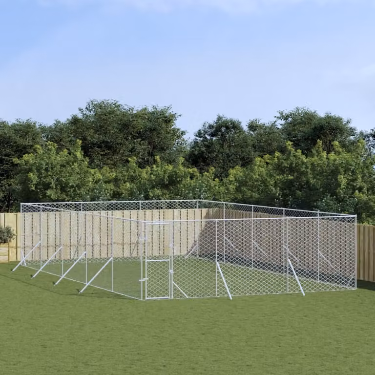 The Living Store Cuccia per cani da esterno Silver 6x10x2 m Acciaio zincato
