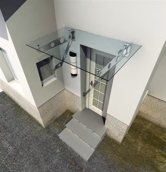 Glaswerk Westfalen - (S) Tenda parasole in vetro trasparente, dimensioni 180x90 cm, completa di supporti