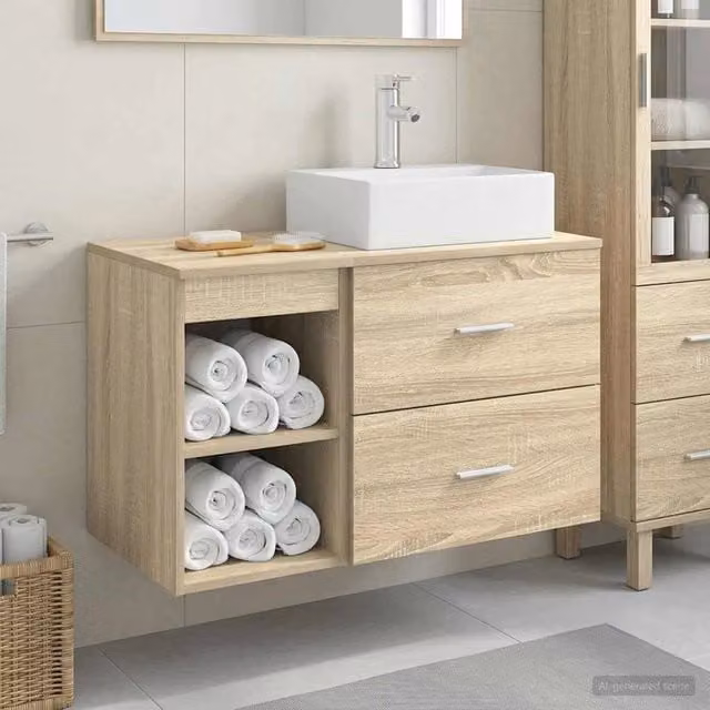Set di mobili per il bagno 2 pz Rovere Sonoma 3403890