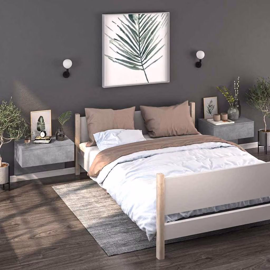 Set di 2 comodini sospesi vidaXL in stile moderno colore grigio