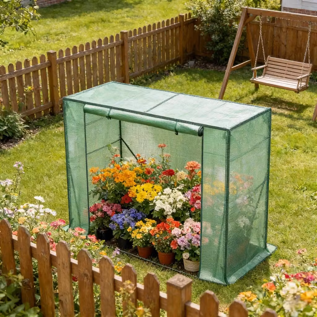 Serra da giardino REDOM in acciaio e PE verde L 200 cm x P 77 cm x H 169 cm – 2