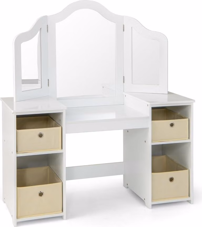 Tavolo da toeletta per bambini con specchio staccabile e spazio di archiviazione