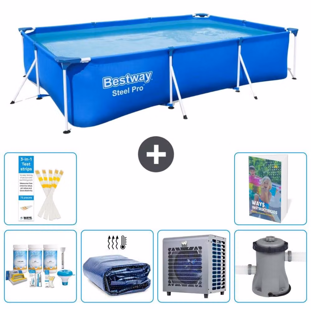 Bestway Steel Pro, piscina rettangolare - 300x201x66 cm - composta da 5 parti, modello S128