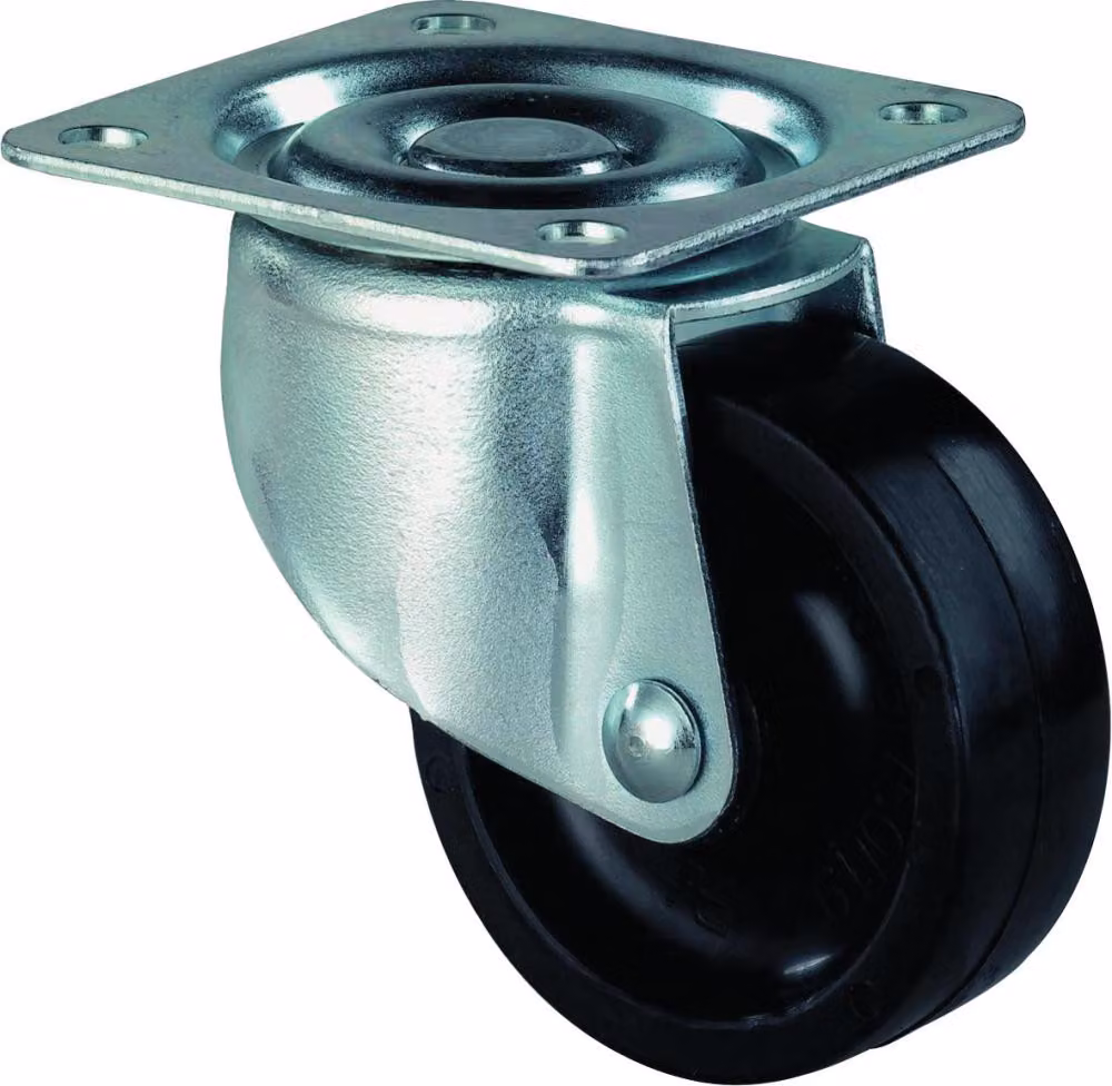 BS Ruote girevoli con piastra avvitabile plastica nera cuscinetto liscio 25 mm 15 kg - F25.025