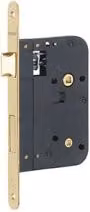 Serratura da incasso per WC THIRARD con frontale in ottone lucido color oro e asse da 70 mm
