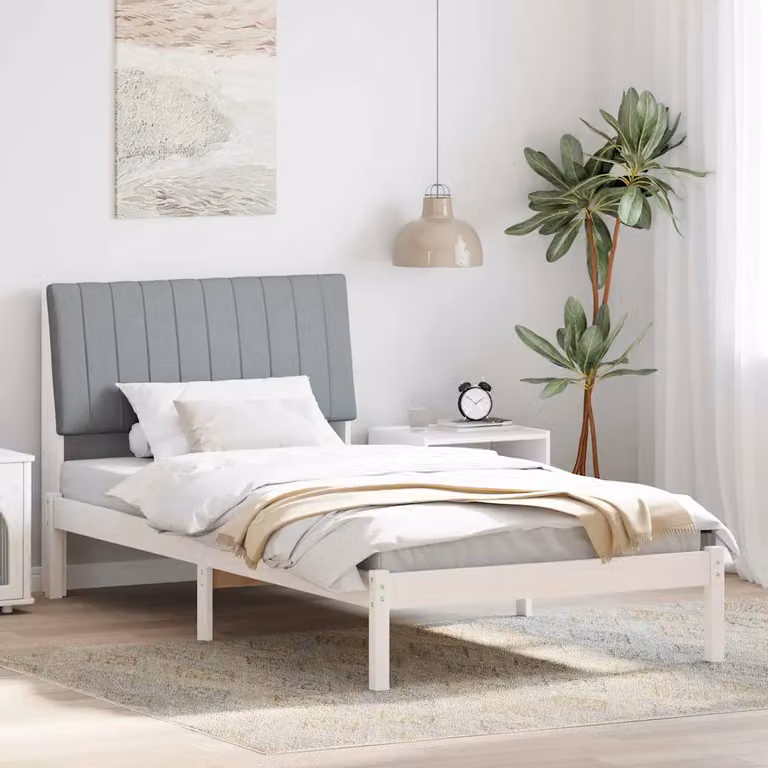 Struttura del letto moderna vidaXL in pino massello bianco 100 x 200 cm