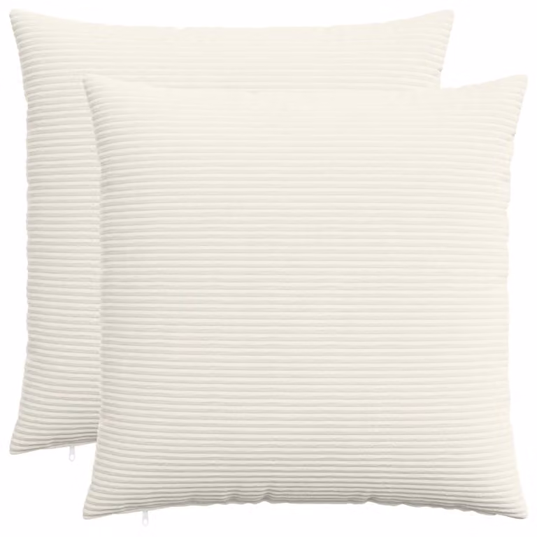 Set di 2 federe vidaXL HEERLEN in velluto a coste, colore crema, 55 x 55 cm