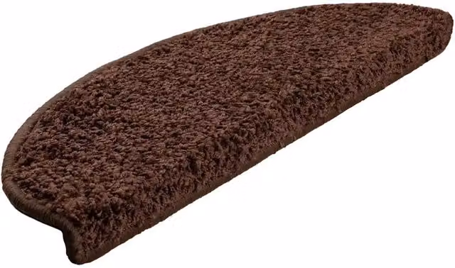 Set di 20 tappetini per scale semicircolari marroni in polipropilene antiscivolo e fonoassorbenti, L: 65 cm, P: 40 cm, H: 4 cm