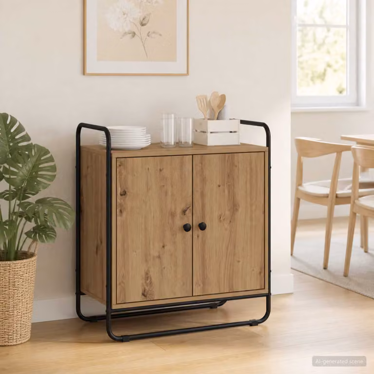 Credenza in stile industriale vidaXL in legno e metallo marrone L: 68 cm, P: 35 cm, H: 75 cm