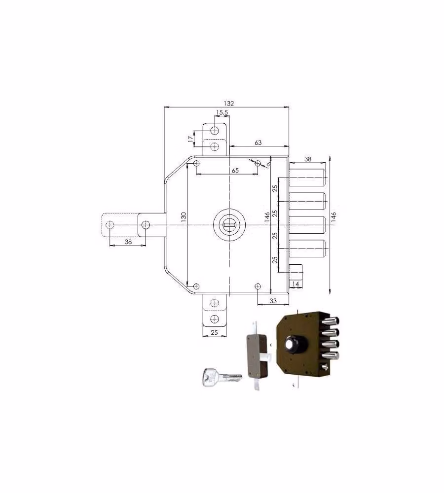 Serratura Sicura Quintuplice Dx Pompa 3350 Mc Cr