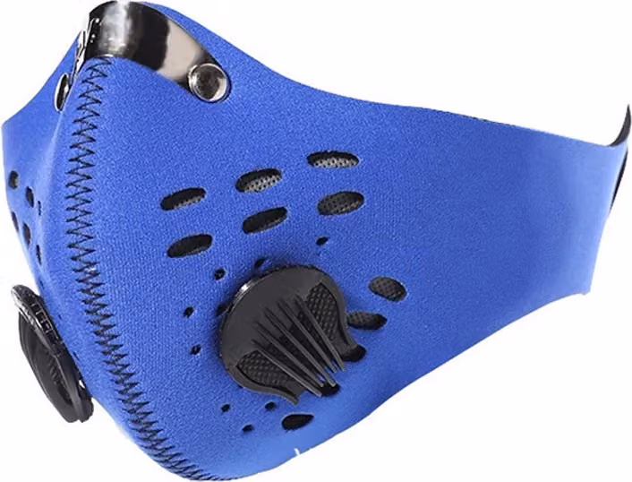 Maschera, con valvola e filtro antinquinamento a carboni attivi, riutilizzabile, blu, per corsa, ciclismo, scooter