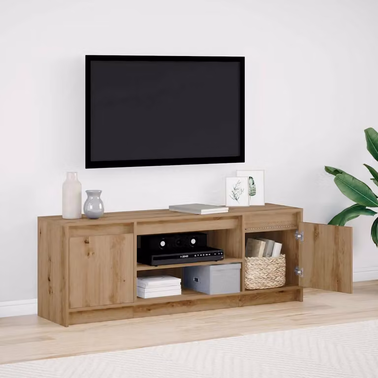 Unità TV minimalista vidaXL in legno marrone, L: 139,5 cm, P: 34 cm, H: 50 cm