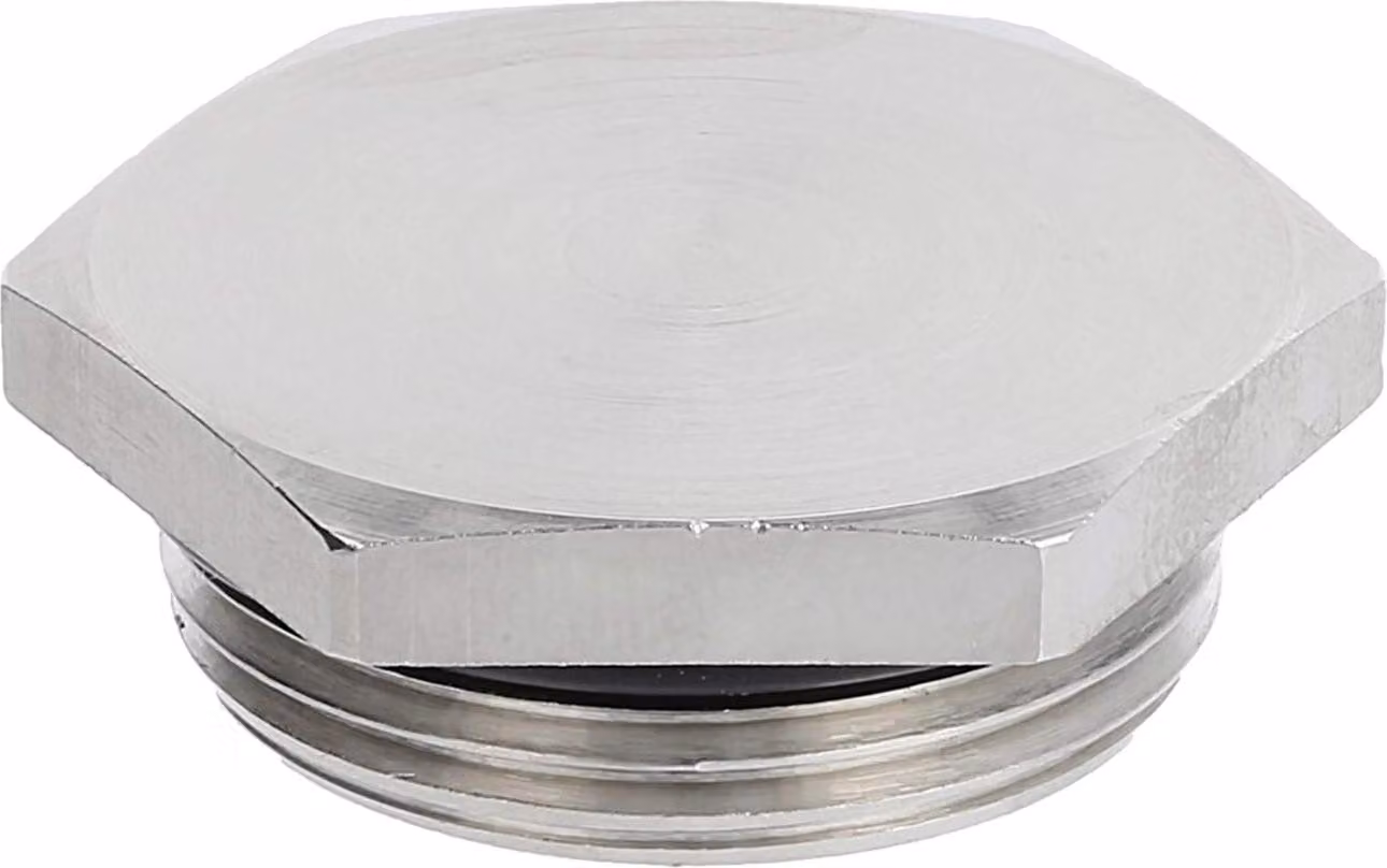 Tappo cieco WISKA M25x1,5 MBS-M25 esagonale con O-ring in ottone (CuZn) nichelato, lunghezza filettatura 6,5 mm - 1 pezzo
