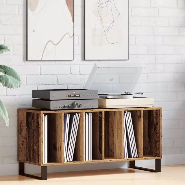 Mobile porta vinili vidaXL in legno stile mid-century colore marrone L: 100 cm, P: 38 cm, H: 48 cm