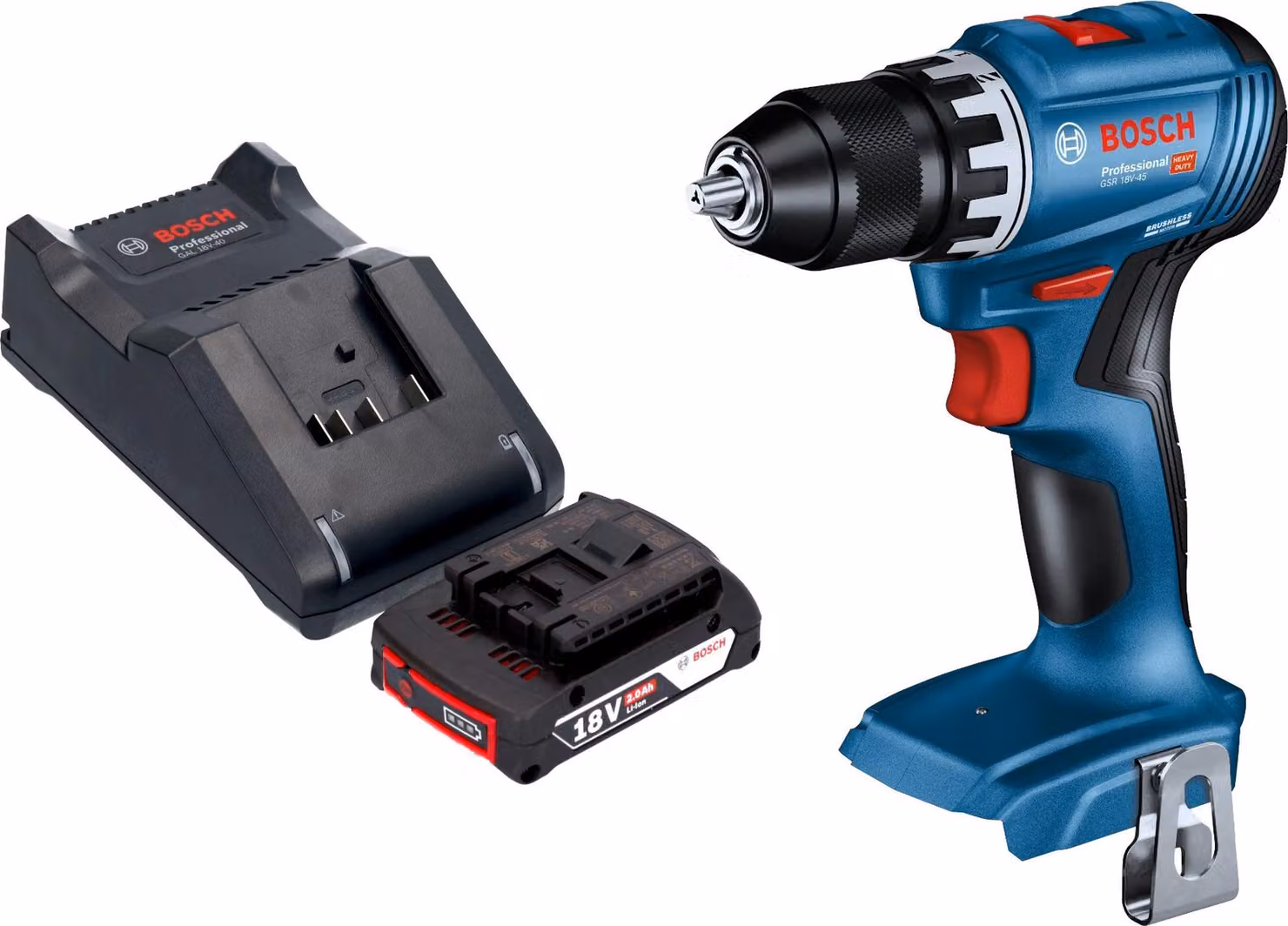 Avvitatore a batteria Bosch GSR 18V-45 Professional 18 V 45 Nm Brushless + 1x batteria 2,0 Ah + caricabatteria