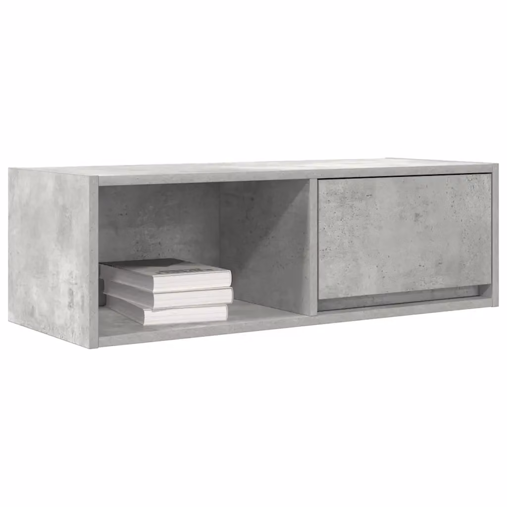 Set di 2 mobili porta TV moderni da parete HELLOSHOP26 in legno composito color grigio cemento L 80 cm, P 31 cm, H 25,5 cm – 2