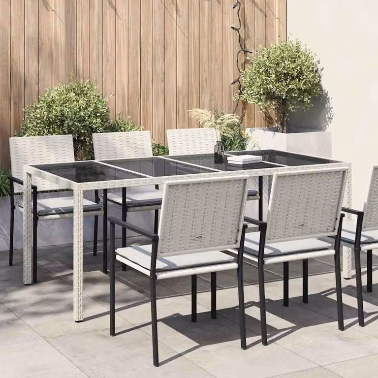 Tavolo da giardino quadrato vidaXL in polyrattan bianco resistente ai raggi UV