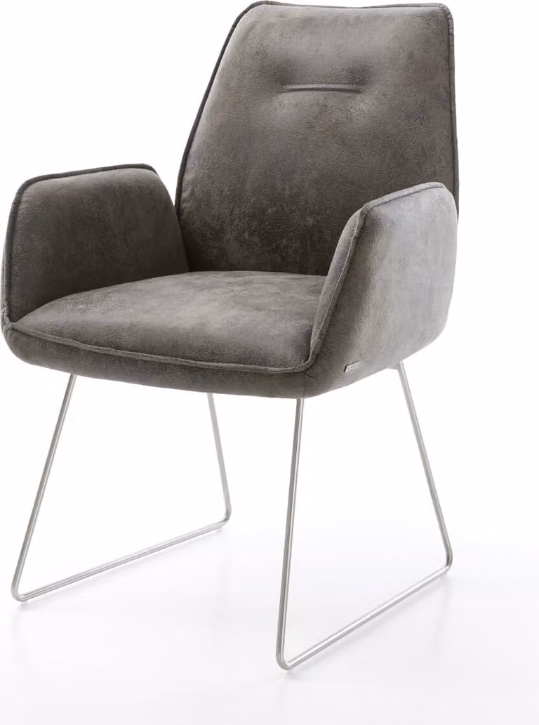 DELIFE Sedia da pranzo Zoa-Flex, rivestita in microfibra grigia, stile antico, struttura in metallo, imbottitura a molle insacchettate