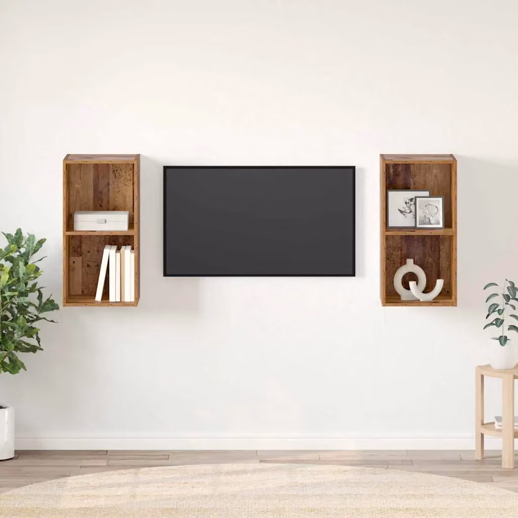 Set di 2 mobili TV vidaXL in legno effetto rovere marrone stile rustico per il tuo soggiorno