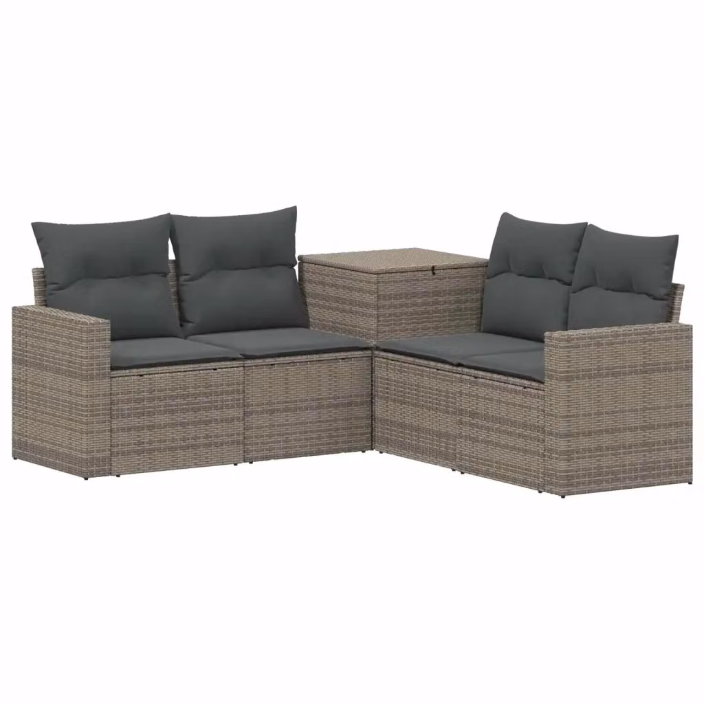 Set di divani da giardino a L vidaXL in polyrattan con cuscini inclusi, colore grigio e antracite – 2