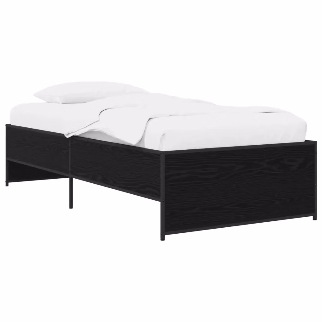 Letto singolo per adulti con struttura in legno e doghe, colore nero, L 80 cm x P 200 cm x H 40,5 cm – 2