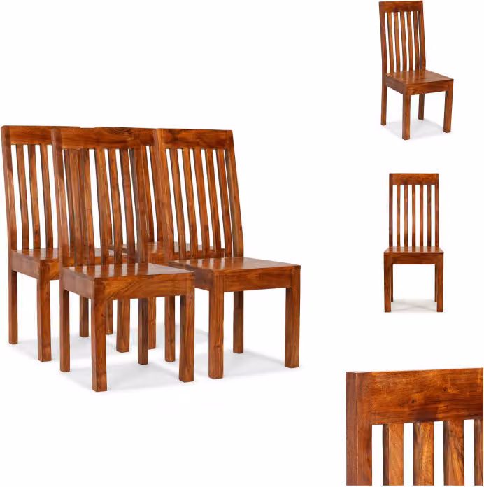 vidaXL Sedie da pranzo 4 pz. Legno massiccio con finitura in palissandro - Sedie da pranzo