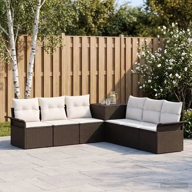 Set di divani 7 pz Nero e Bianco Crema 3448655