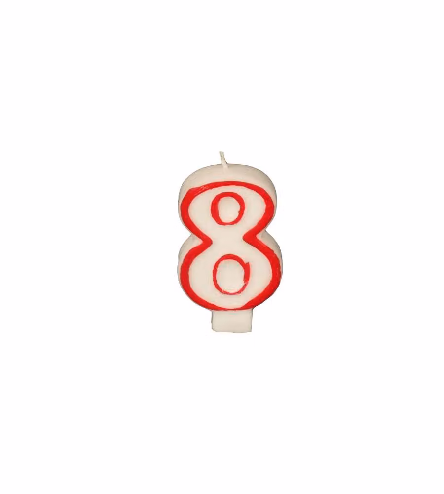 Candele per compleanno 7,3 cm bianco "8"