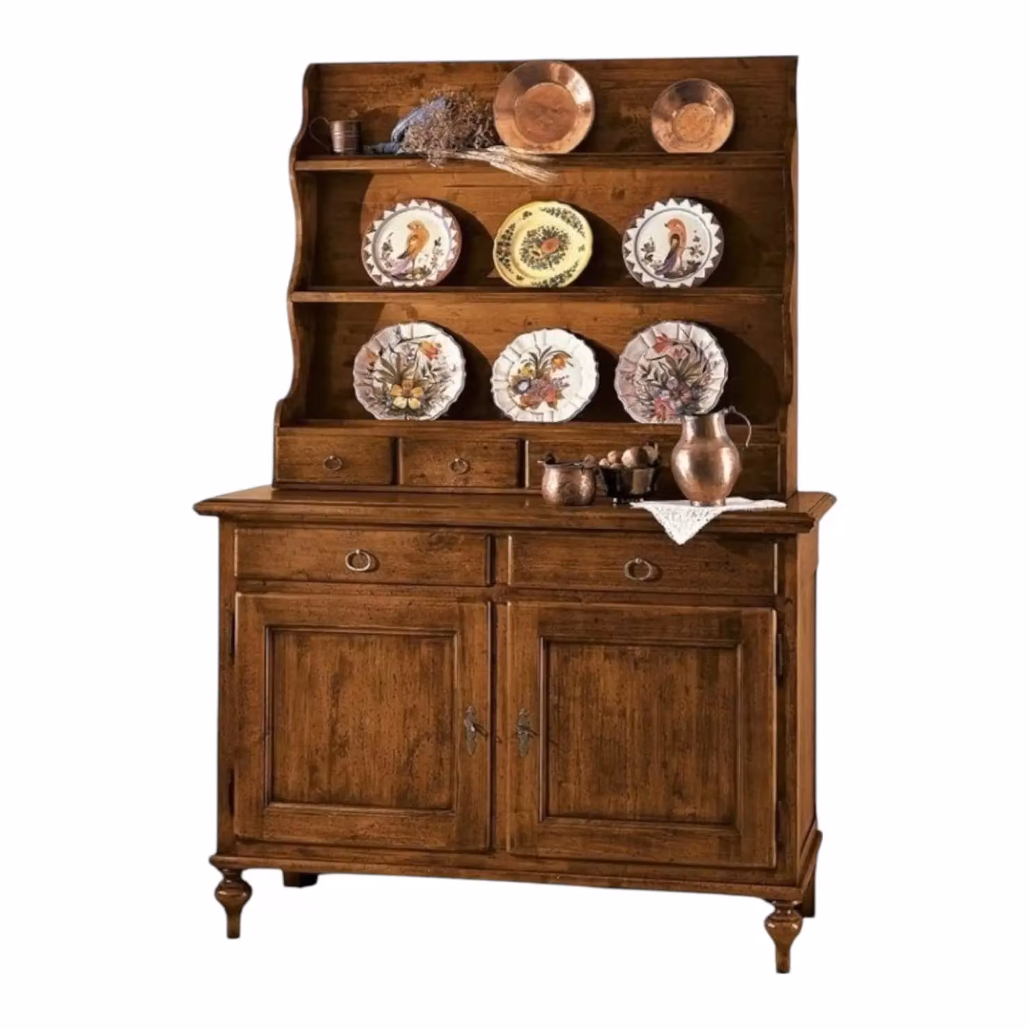 Madia credenza piattaia in legno Mobili 2G colore noce L/P/H: 137 x 50 x 200 cm – 1