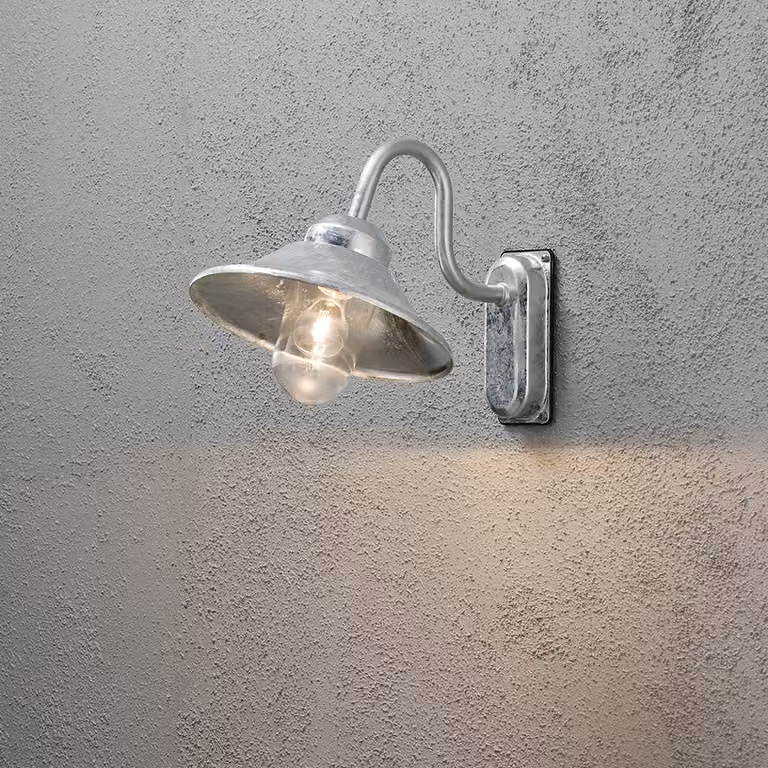 Konstsmide Vega Applique in acciaio zincato, con vetro trasparente