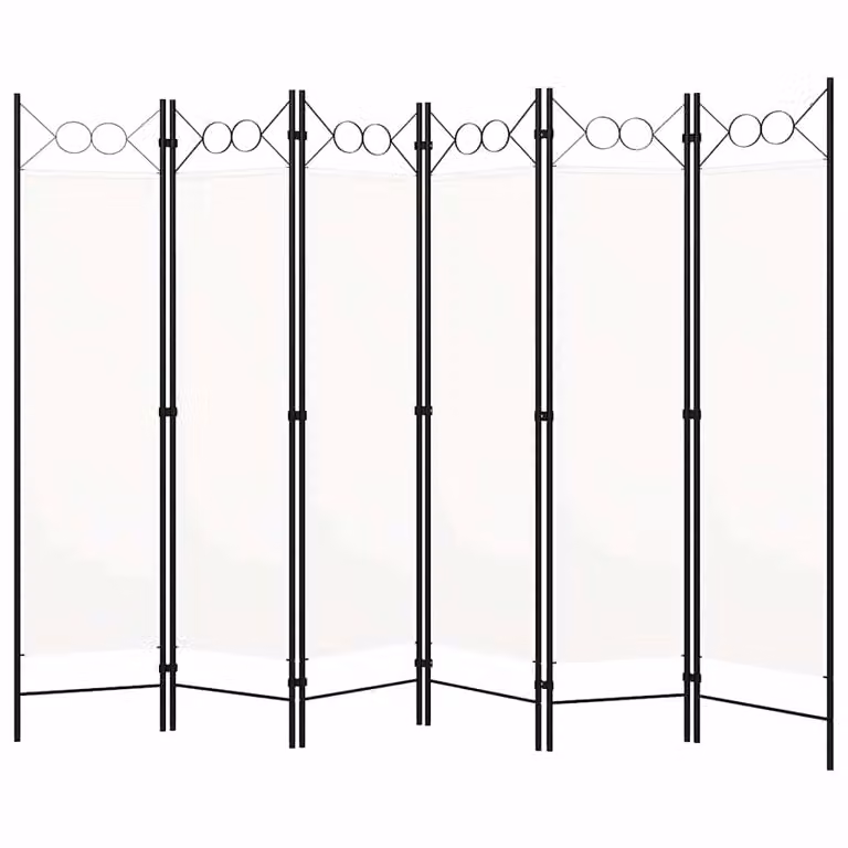 Paravento a 6 Pannelli vidaXL Bianco con Design Geometrico L 240 cm x H 180 cm