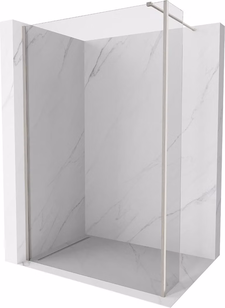 Mexen Kioto parete doccia Walk-in 130 x 30 cm, trasparente, nichel spazzolato - 800-130-212-97-00-030