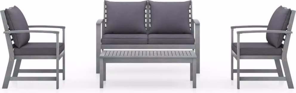 Set Divani da Giardino 4 pz con Cuscini in Massello di Acacia