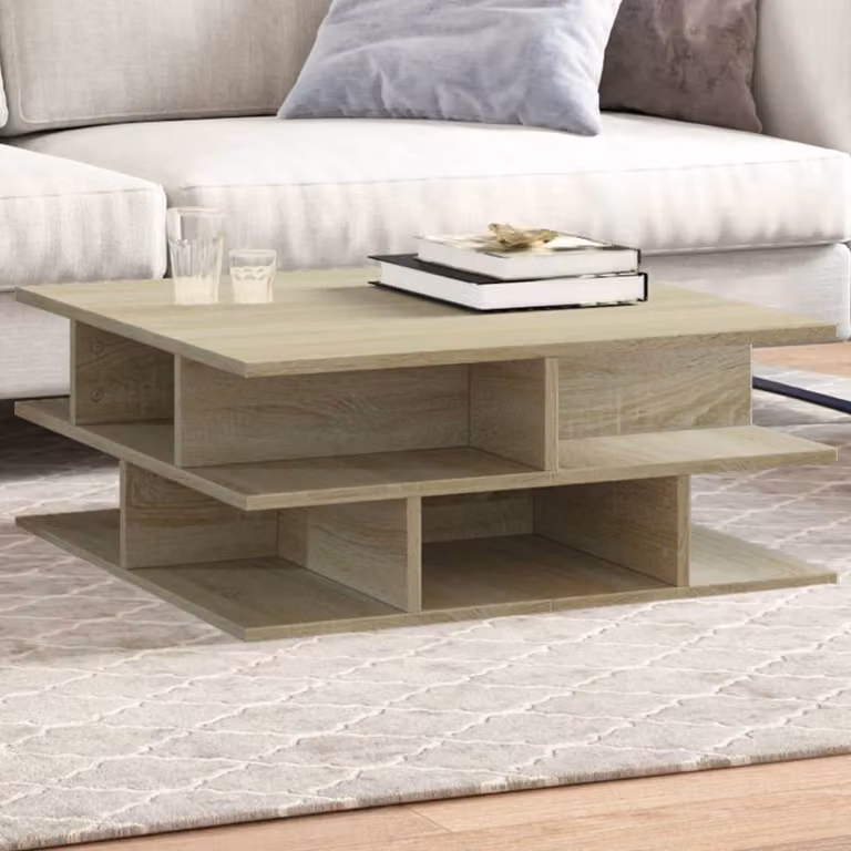 vidaXL Tavolino da Salotto Moderno in Legno Multistrato, Colore Rovere Sonoma, L/P/H: 70 x 70 x 29 cm